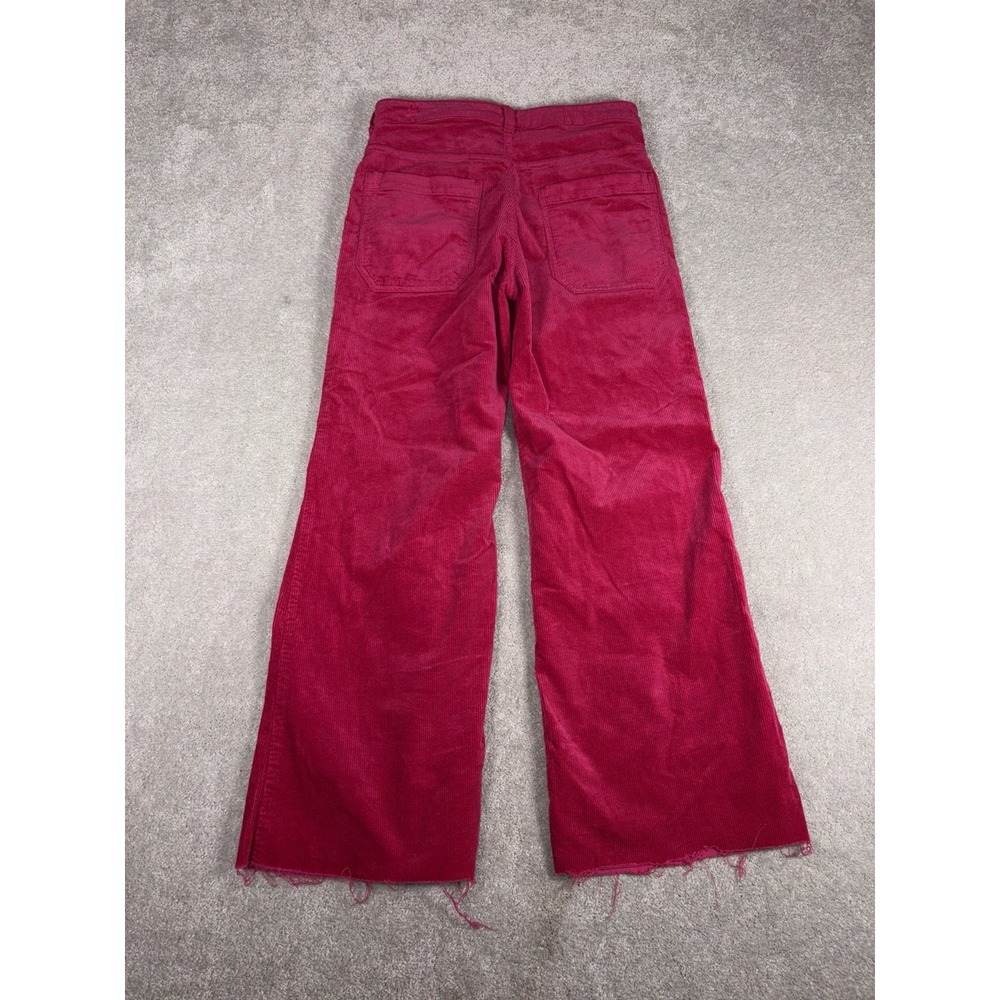 pilcro wide leg crop (29in Inseam) pink corduroy pants raw hem 27 - Picture 6 of 9